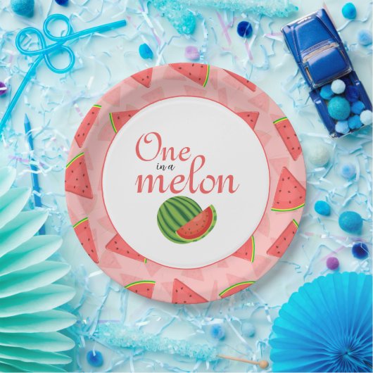 One In A Melon 1st Verjaardagsfeestje Watermeloen Papieren Bordje (Feest)