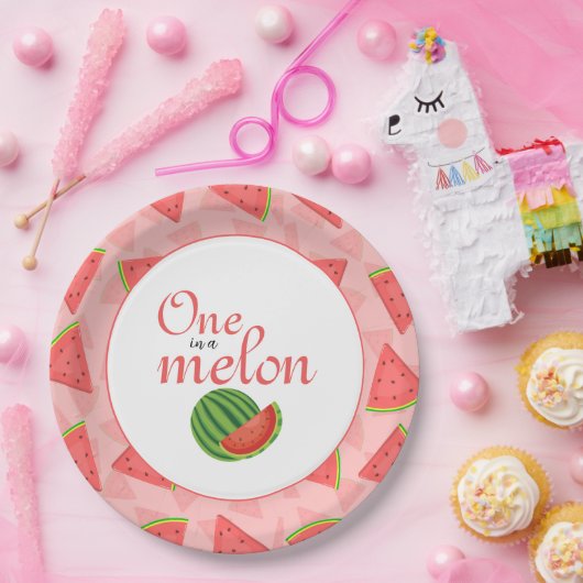 One In A Melon 1st Verjaardagsfeestje Watermeloen Papieren Bordje (Feest)