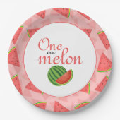 One In A Melon 1st Verjaardagsfeestje Watermeloen Papieren Bordje (Voorkant)