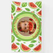 One In A Melon Aangepaste Foto Watermeloen Verjaar Spandoek (Verticaal)