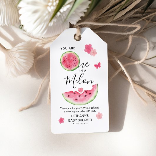 'One in a Melon' Baby shower Watermeloen Dank je Cadeaulabel