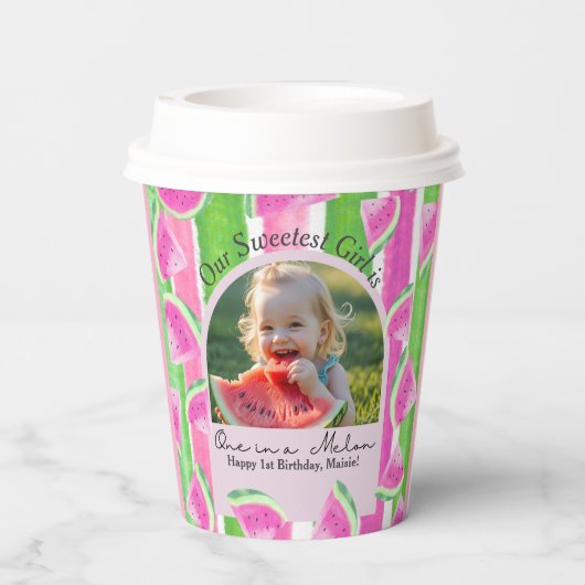 One in a Melon Birthday watermelon Papieren Bekers (Achterkant)