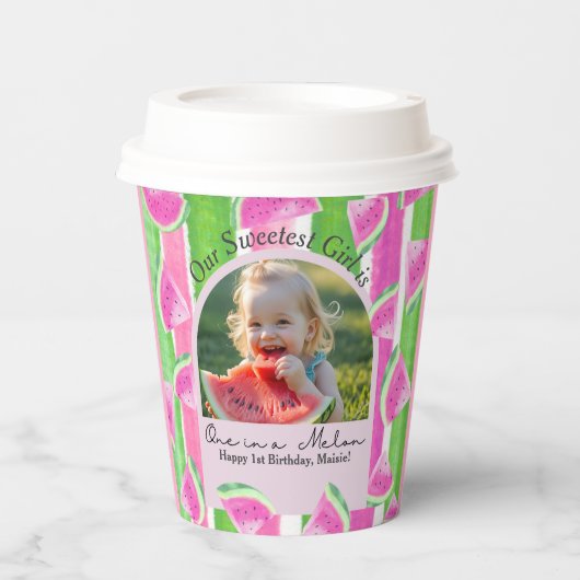 One in a Melon Birthday watermelon Papieren Bekers (Voorkant)
