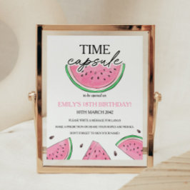 One In A Melon Capsule Watermeloen Tijdscapsule Reclamebord Met Voetstuk