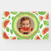 One In A Melon Custom Photo Watermelon Birthday  Spandoek (Horizontaal)