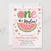 One in a Melon! Cute First Birthday Girl Kaart (Voorkant)
