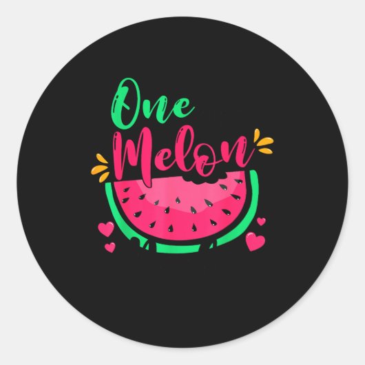 One In A Melon Dada Summer Birthday Party Matching Ronde Sticker (Voorkant)