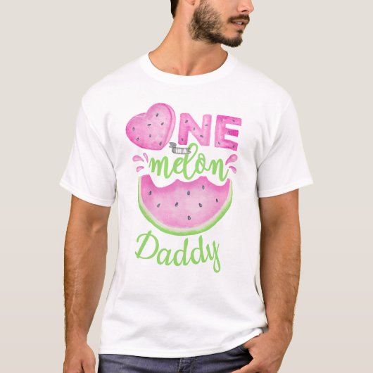 One in a Melon Daddy 1st Birthday Watermeloen T-shirt (Voorkant)