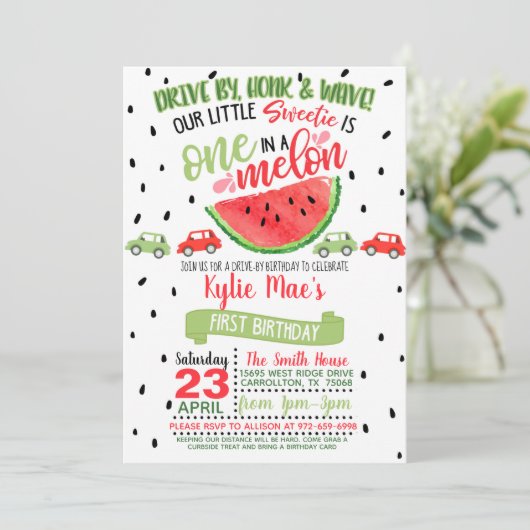 One In A Melon Drive beroemd gemaakt door Birthday Kaart (Staand voorkant)