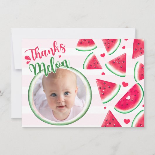 One in a melon eerste 1e verjaardag bedankkaart kaart (Voorkant)