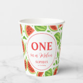 One In A Melon Eerste Verjaardag Papieren Bekers (Achterkant)