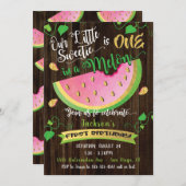 One in a Melon eerste verjaardagsfeestje uitnodigi Kaart (Voorkant / Achterkant)