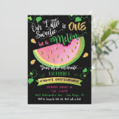 One in a Melon eerste verjaardagsfeestje uitnodigi Kaart (Staand voorkant)