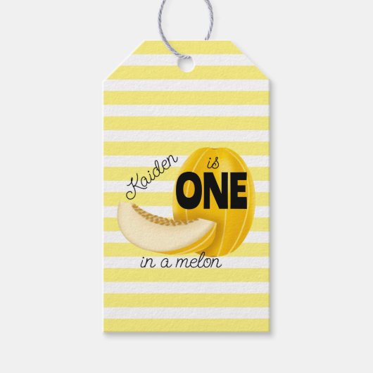 One in a Melon First 1st Birthday Party Cadeaulabel (Voorkant)