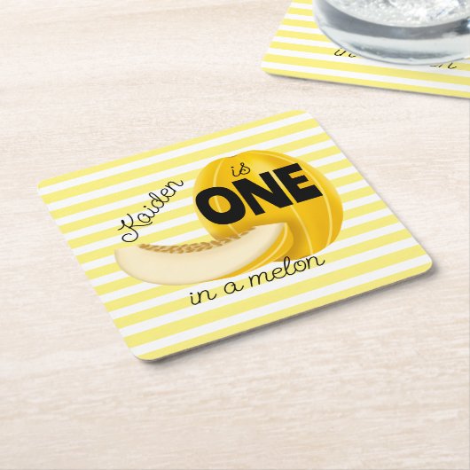 One in a Melon First 1st Birthday Party Kartonnen Onderzetters (Schuin)