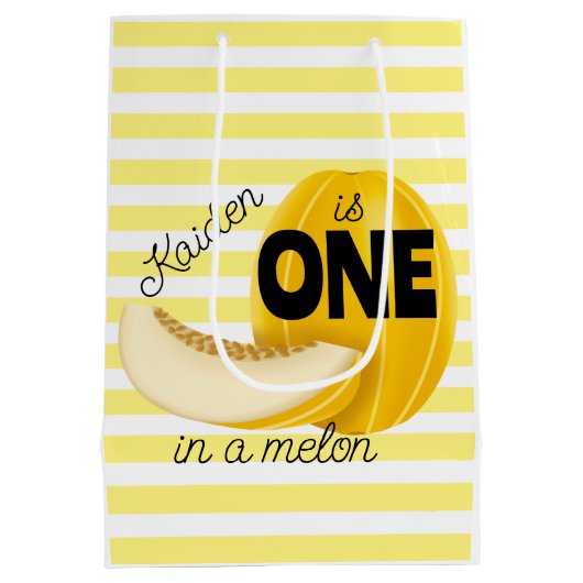 One in a Melon First 1st Birthday Party Medium Cadeauzakje (Achterkant)