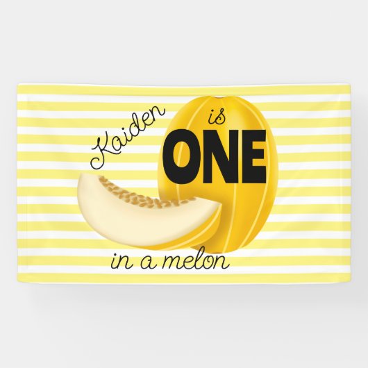 One in a Melon First 1st Birthday Party Spandoek (Horizontaal)