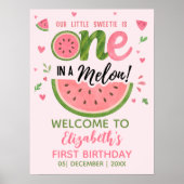 One in a Melon First Birthday Girl Party Poster (Voorkant)