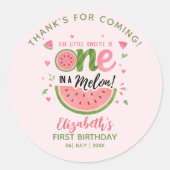 One in a Melon! First Birthday Girl Party Ronde Sticker (Voorkant)