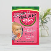 One in a Melon First Birthday invitation bright Kaart (Staand voorkant)