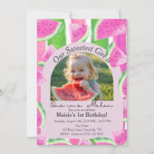 One in a Melon Foto Roze Watermeloen Verjaardag Kaart (Voorkant)