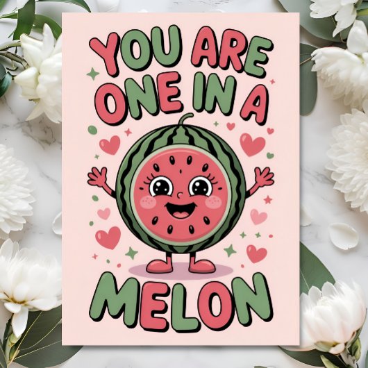 One in a Melon – Fun Watermelon Birthday Card Kaart