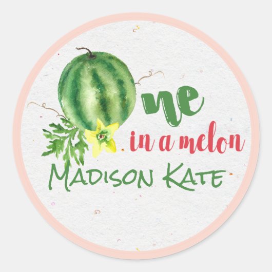One in a Melon Gepersonaliseerde Verjaardag Sticke Ronde Sticker (Voorkant)