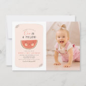 One in a Melon Girls Foto First Birthday Party Kaart (Voorkant)