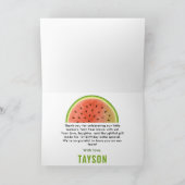 One in a Melon Glitter Watermelon 1e verjaardag Bedankkaart (Binnen)