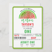 One in a Melon Glitter Watermelon 1st Birthday Kaart (Voorkant)