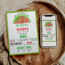 One in a Melon Glitter Watermelon 1st Birthday Kaart