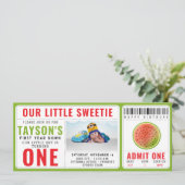 One in a Melon Glitter Watermelon 1st Birthday Kaart (Staand voorkant)