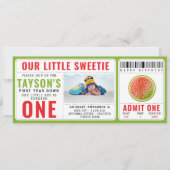 One in a Melon Glitter Watermelon 1st Birthday Kaart (Voorkant)