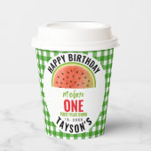 One in a Melon glitter watermelon 1st birthday Papieren Bekers (Voorkant)
