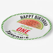 One in a Melon glitter watermelon 1st birthday Papieren Bordje (Gekanteld)