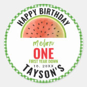 One in a Melon glitter watermelon 1st birthday Ronde Sticker (Voorkant)