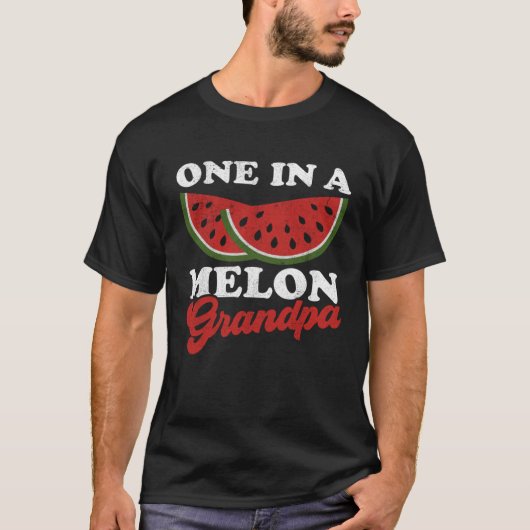 One In A Melon Grandpa  Watermelon  Summer Retro T-shirt (Voorkant)