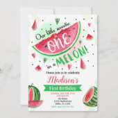 One in a Melon Invitation, Watermeloen 1e verjaard Kaart (Voorkant)