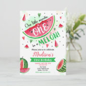 One in a Melon Invitation, Watermeloen 1e verjaard Kaart (Staand voorkant)