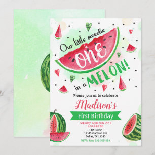 One in a Melon Invitation, Watermeloen 1e verjaard Kaart