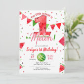 One in a Melon Invitation, Watermeloen 1e verjaard Kaart (Staand voorkant)