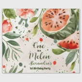 'One in a Melon' Leuk Watermeloen Meisje 1e Verjaa Cadeaupapier (Vlak)