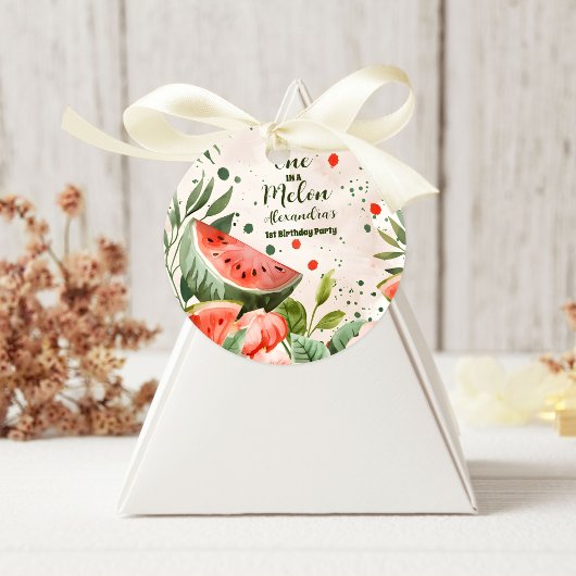 'One in a Melon' Leuk Watermeloen Meisje 1e Verjaa Ronde Sticker