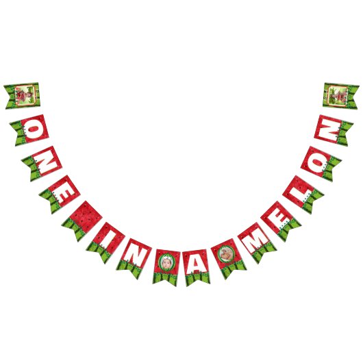 ONE in a Melon Leuke Watermeloen 1e Verjaardag Fot Vlaggetjes (Alle)