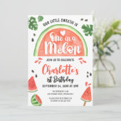 One in a Melon Little Sweetie 1e verjaardagsfeestj Kaart (Staand voorkant)