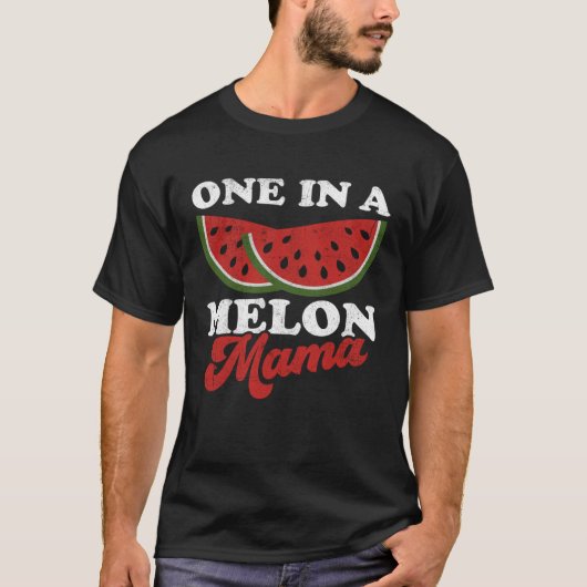 One In A Melon Mama  Watermelon Summer Retro Cute  T-shirt (Voorkant)