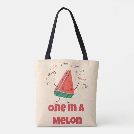One in a Melon – Pastel Fruit (Soft Beige Edition) Tote Bag (Achterkant)