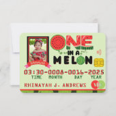ONE in a Melon Photo Birthday Party Credit Kaart (Voorkant)