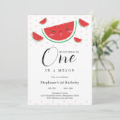 One in a Melon Pink Polka Dot 1e verjaardagsfeestj Kaart (Staand voorkant)