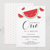 One in a Melon Pink Polka Dot 1e verjaardagsfeestj Kaart (Voorkant / Achterkant)